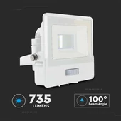 V-TAC beépített mozgásérzékelős LED reflektor 10W meleg fehér, fehér házzal - SKU 20268