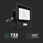 Kép 10/13 - V-TAC beépített mozgásérzékelős LED reflektor 10W természetes fehér, fekete házzal - SKU 20257