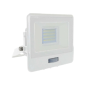 Kép 1/12 - V-TAC beépített mozgásérzékelős LED reflektor 20W hideg fehér, fehér házzal - SKU 20272