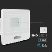 V-TAC beépített mozgásérzékelős LED reflektor 20W meleg fehér, fehér házzal - SKU 20271