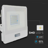 Kép 4/11 - V-TAC beépített mozgásérzékelős LED reflektor 20W természetes fehér, fehér házzal - SKU 20296