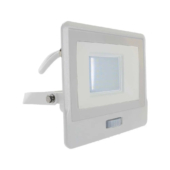 Kép 1/11 - V-TAC beépített mozgásérzékelős LED reflektor 30W hideg fehér, fehér házzal - SKU 20300