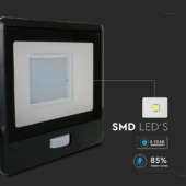Kép 4/13 - V-TAC beépített mozgásérzékelős LED reflektor 30W hideg fehér, fekete házzal - SKU 20264