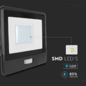 Kép 4/12 - V-TAC beépített mozgásérzékelős LED reflektor 30W hideg fehér, fekete házzal - SKU 20288