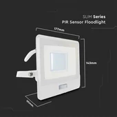 V-TAC beépített mozgásérzékelős LED reflektor 30W meleg fehér, fehér házzal - SKU 20298