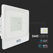Kép 4/12 - V-TAC beépített mozgásérzékelős LED reflektor 50W hideg fehér, fehér házzal - SKU 20279