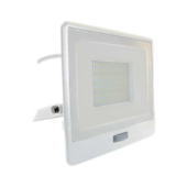 Kép 1/11 - V-TAC beépített mozgásérzékelős LED reflektor 50W hideg fehér, fehér házzal - SKU 20303