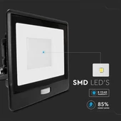 V-TAC beépített mozgásérzékelős LED reflektor 50W meleg fehér, fekete házzal - SKU 20265