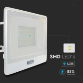 Kép 4/11 - V-TAC beépített mozgásérzékelős LED reflektor 50W természetes fehér, fehér házzal - SKU 20302