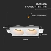 V-TAC beépíthető 2xGU10 LED gipsz spotlámpa keret, kettes keret - SKU 6762