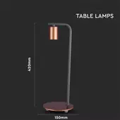 Kép 2/9 - V-TAC bronz színű asztali lámpa, E27 foglalattal - SKU 40331