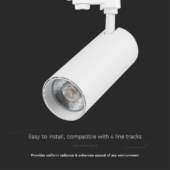 Kép 5/8 - V-TAC COB LED sínes spotlámpa, 40W, 3in1 színhőmérséklet, fehér házzal - SKU 8843