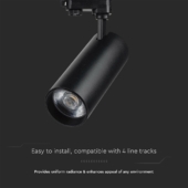 Kép 5/8 - V-TAC COB LED sínes spotlámpa, 40W, 3in1 színhőmérséklet, fekete házzal - SKU 8842