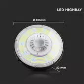 Kép 2/8 - V-TAC csarnokvilágító LED lámpa, 200W 100° hideg fehér, 185 Lm/W - SKU 7657