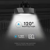 Kép 5/12 - V-TAC csarnokvilágító LED lámpa dimmelhető 100W 180lm/W 120° hideg fehér - SKU 567