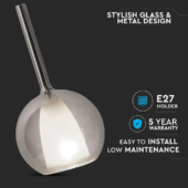 Kép 3/5 - V-TAC csillár, dupla üveg búrával (füstözött+fehér) függeszték E27 foglalattal - SKU 3877