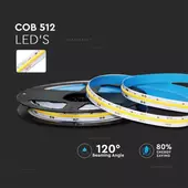 Kép 3/8 - V-TAC DC24V COB LED szalag IP20, 512 db/m hideg fehér - SKU 2651