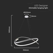 V-TAC Designer 48W spirál csillár, dimmelhető, meleg fehér, 105 Lm/W - SKU 14996