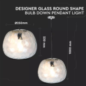 Kép 2/5 - V-TAC designer átlátszó üveg csillár, függeszték E27 foglalattal - SKU 3882