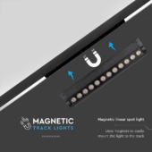Kép 4/11 - V-TAC dönthető 12W spot LED lámpatest Slim 48V mágneses sínhez, meleg fehér - SKU 10261