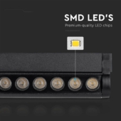 Kép 5/11 - V-TAC dönthető 12W spot LED lámpatest Slim 48V mágneses sínhez, meleg fehér - SKU 10261