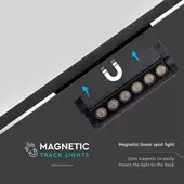 Kép 4/11 - V-TAC dönthető 5W spot LED lámpatest Slim 48V mágneses sínhez, hideg fehér - SKU 10259