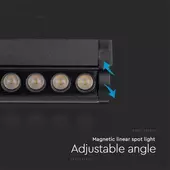 Kép 6/11 - V-TAC dönthető 5W spot LED lámpatest Slim 48V mágneses sínhez, természetes fehér - SKU 10257