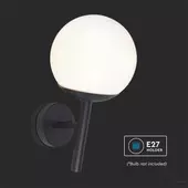 Kép 4/7 - V-TAC E27 foglalatos IP44 falra szerelhető lámpatest, fekete házas - SKU 11824