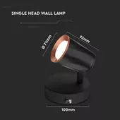 Kép 2/5 - V-TAC egyfejű 5W beltéri fekete fali LED lámpa, természetes fehér, 100 Lm/W - SKU 218253