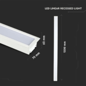Kép 11/14 - V-TAC ezüst 7 cm széles süllyeszthető lineáris LED lámpa 120cm 40W természetes fehér - SKU 21381