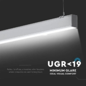 Kép 14/14 - V-TAC ezüst függeszthető, dimmelhető lineáris LED lámpa 120cm 40W természetes fehér - SKU 21384