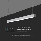 V-TAC ezüst függeszthető, dimmelhető lineáris LED lámpa 120cm 40W természetes fehér - SKU 21384