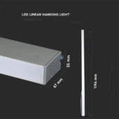 Kép 11/13 - V-TAC ezüst mennyezetre függeszthető lineáris LED lámpa 120cm 40W hideg fehér - SKU 21601