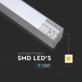 Kép 13/13 - V-TAC ezüst mennyezetre függeszthető lineáris LED lámpa 120cm 40W hideg fehér - SKU 21601