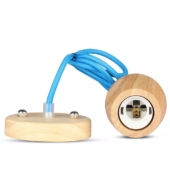 Kép 1/8 - V-TAC fa lámpa, függeszték, kék vezetékkel E27 foglalattal - SKU 3722