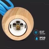 Kép 4/8 - V-TAC fa lámpa, függeszték, kék vezetékkel E27 foglalattal - SKU 3722