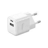 Kép 1/7 - V-TAC fali 20W gyorstöltő, utazó adapter, Power Delivery, USB és Type-C csatlakozóval, fehér - 6678