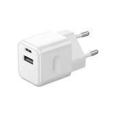 V-TAC fali 30W töltő, utazó adapter, Power Delivery, USB és Type-C csatlakozóval, fehér - SKU 6680