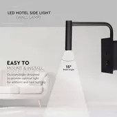 Kép 3/9 - V-TAC fali LED COB olvasólámpa kapcsolóval és USB töltővel, fekete 3W meleg fehér - SKU 211487