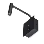 Kép 6/9 - V-TAC fali LED COB olvasólámpa kapcsolóval és USB töltővel, fekete 3W meleg fehér - SKU 211487