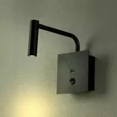 Kép 8/9 - V-TAC fali LED COB olvasólámpa kapcsolóval és USB töltővel, fekete 3W meleg fehér - SKU 211487