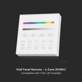 Kép 4/8 - V-TAC fali RGB+W 4 zónás rádiófrekvenciás LED szalag távirányító - SKU 2917