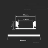 V-TAC falon kívüli alumínium LED szalag profil fehér fedlappal 2m - SKU 3355