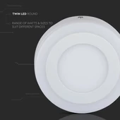 V-TAC falon kívüli mennyezeti kerek LED panel 22W hideg fehér - SKU 4898