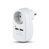Kép 7/8 - V-TAC fehér, fali adapter 1db aljzattal, 2db USB csatlakozóval - SKU 8795