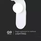 Kép 5/6 - V-TAC fehér fali lámpa, G9 foglalattal, fém házzal és üveg búrával - SKU 23408