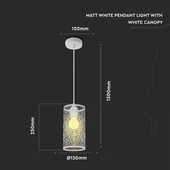 V-TAC fehér fém búrás csillár, függeszték E27 foglalattal - SKU 3826