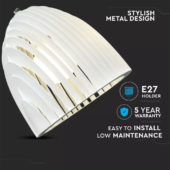 Kép 3/5 - V-TAC fehér fém csillár, függeszték E27 foglalattal - SKU 3952