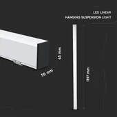 V-TAC fehér függeszthető, dimmelhető lineáris LED lámpa 120cm 40W természetes fehér - SKU 21383