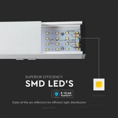 V-TAC fehér függeszthető, dimmelhető lineáris LED lámpa 120cm 40W természetes fehér - SKU 21383